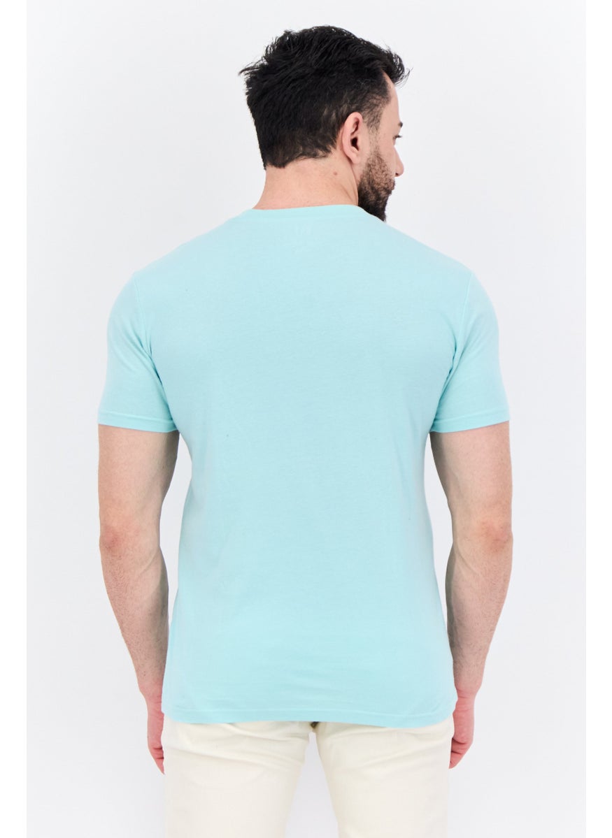 Men Crew Neck Short Sleeves Solid Print T-Shirt, Mint Green
