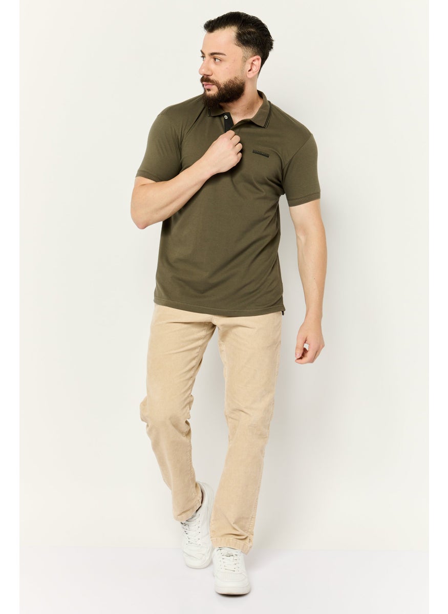 Men Regular Fit Brand Logo Short Sleeve Lifestyle Polo Shirt, Dark Olive