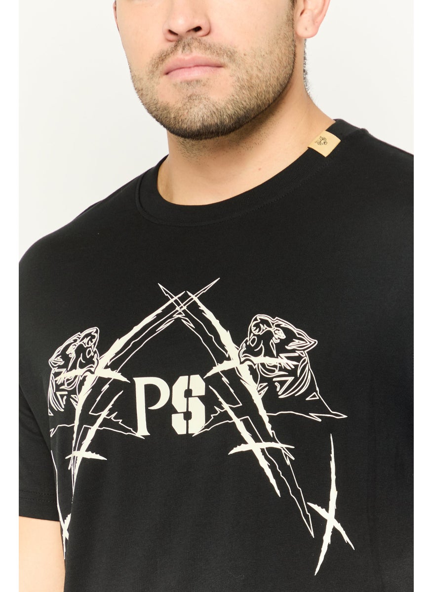 Men Sportswear Fit Short Sleeves Outdoor T-Shirt, Black