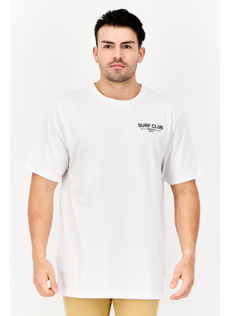 Men Crew Neck Short Sleeve Graphic Print T-Shirt, White