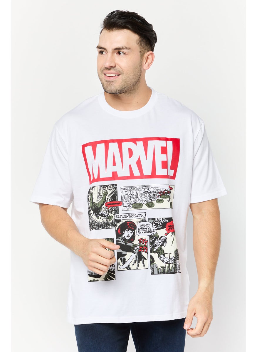 Men Crew Neck Short  Sleeves Graphic Print T-Shirt, White