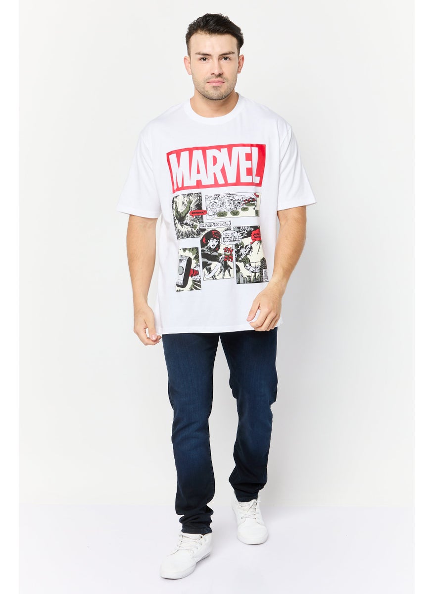 Men Crew Neck Short  Sleeves Graphic Print T-Shirt, White