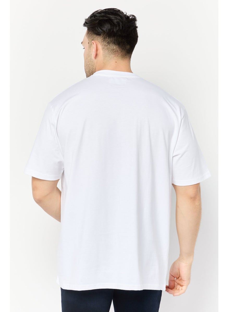 Men Crew Neck Short  Sleeves Graphic Print T-Shirt, White
