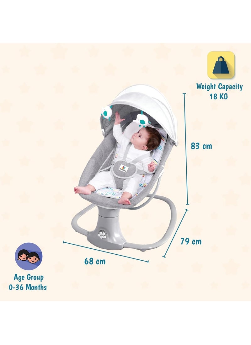 KH 3 In 1 Deluxe Multi-Functional Swing & Bassinet for Infants up 0 - 36 months Old – Versatile Baby Sleeper, 5 Adjustable Swing Speeds, Breathable Fabric, Canopy with Mosquito Net (Grey)