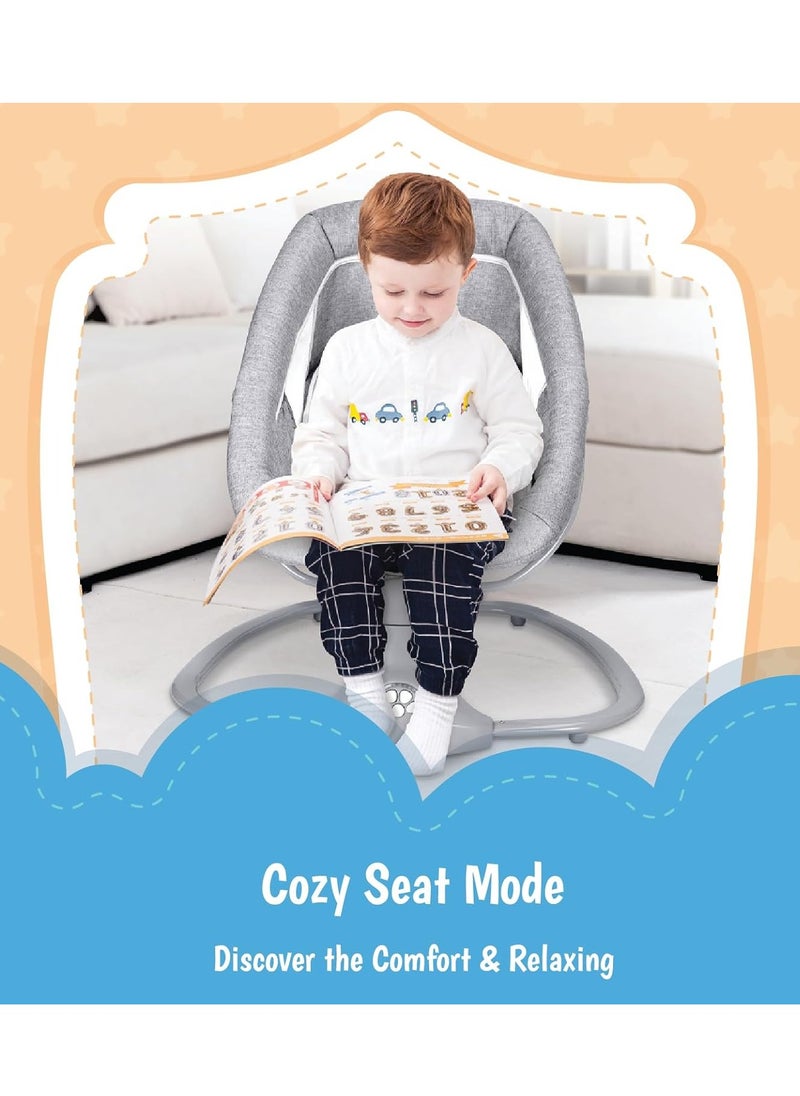 KH 3 In 1 Deluxe Multi-Functional Swing & Bassinet for Infants up 0 - 36 months Old – Versatile Baby Sleeper, 5 Adjustable Swing Speeds, Breathable Fabric, Canopy with Mosquito Net (Grey)