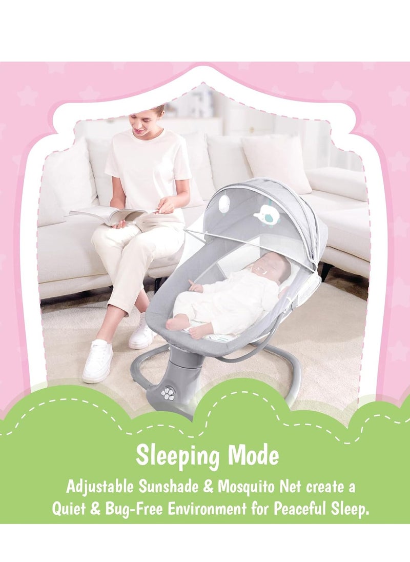 KH 3 In 1 Deluxe Multi-Functional Swing & Bassinet for Infants up 0 - 36 months Old – Versatile Baby Sleeper, 5 Adjustable Swing Speeds, Breathable Fabric, Canopy with Mosquito Net (Grey)