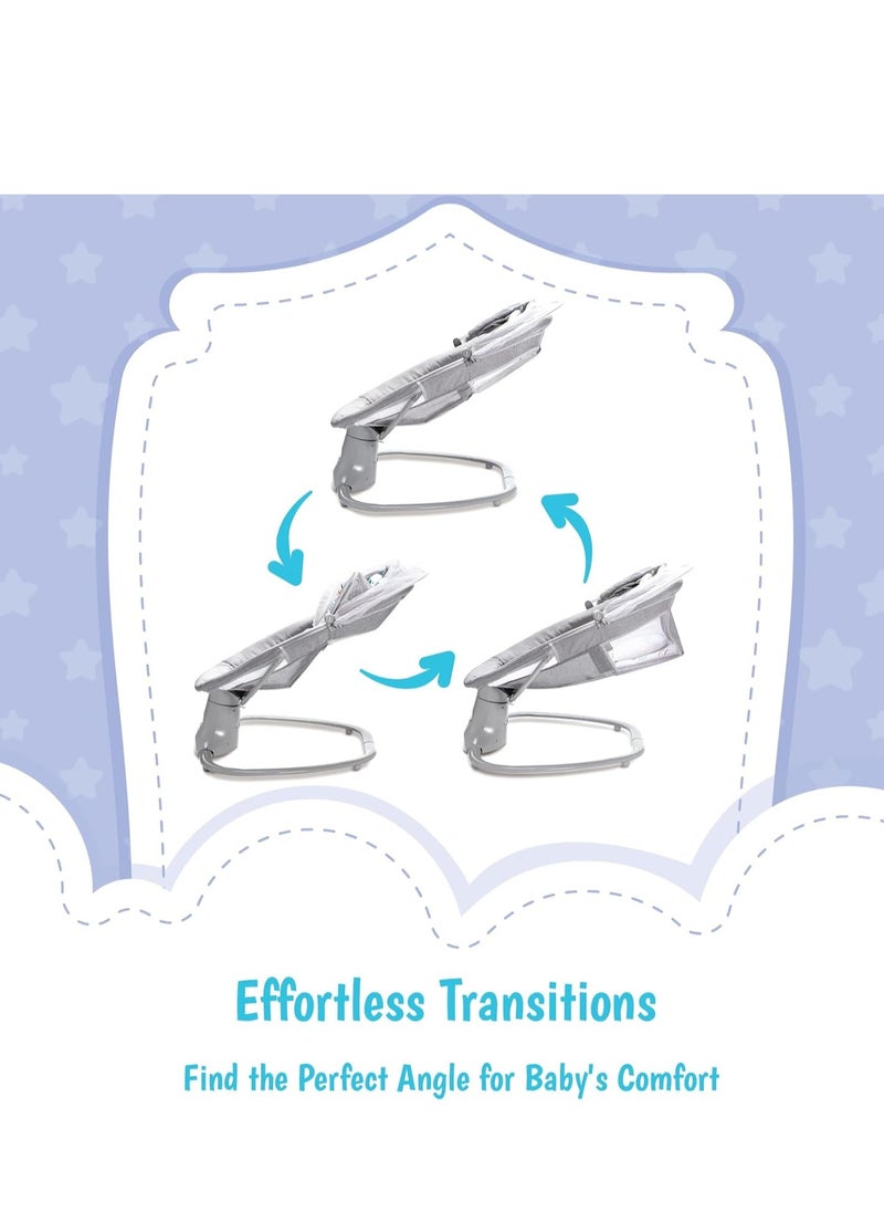 KH 3 In 1 Deluxe Multi-Functional Swing & Bassinet for Infants up 0 - 36 months Old – Versatile Baby Sleeper, 5 Adjustable Swing Speeds, Breathable Fabric, Canopy with Mosquito Net (Grey)