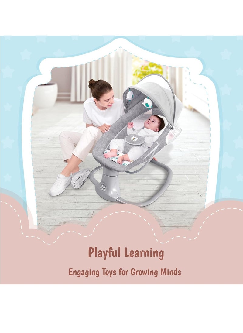 KH 3 In 1 Deluxe Multi-Functional Swing & Bassinet for Infants up 0 - 36 months Old – Versatile Baby Sleeper, 5 Adjustable Swing Speeds, Breathable Fabric, Canopy with Mosquito Net (Grey)