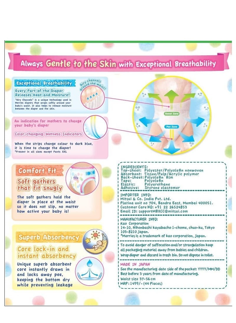 Merries  diapers M64 pcs,6-11kg, Japan import，The incremental ，Ultra-thin breathable diapers for both girls and boys