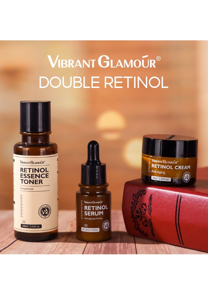Vibrant Glamour Retinol Trio Cream Serum and Toner Set for Face