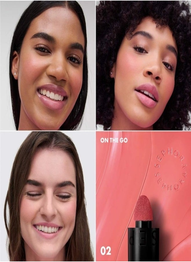 SEPHORA COLLECTION Blush & Go Longwear Matte Liquid Blush – 2-in-1 Lip & Cheek Color – 02 On The Go - Watermelon Pink Matte – 7ml