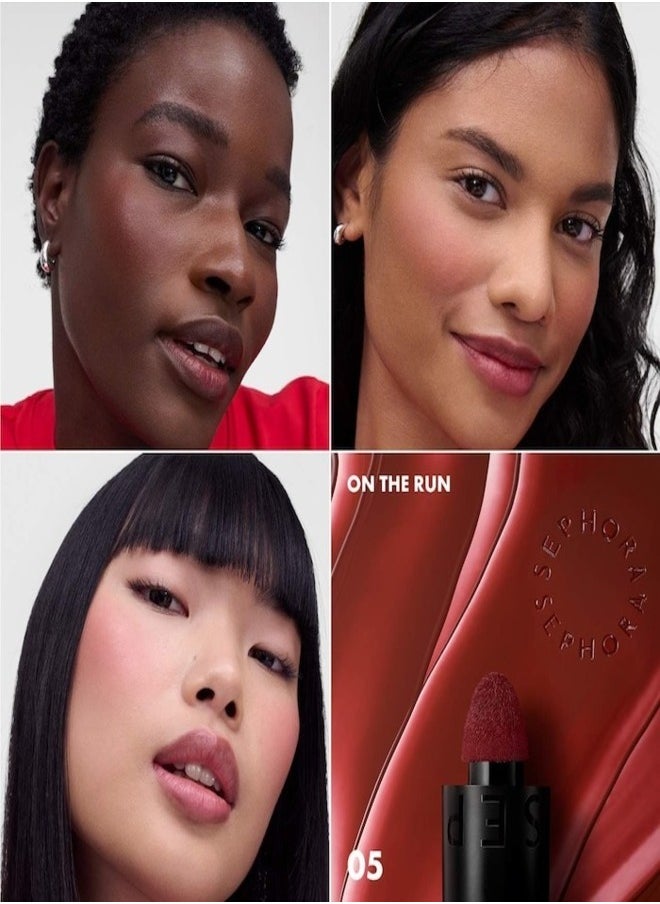 SEPHORA COLLECTION Blush & Go Longwear Matte Liquid Blush – 2-in-1 Lip & Cheek Color – 05 On The Run - Deep Berry Matte – 7ml