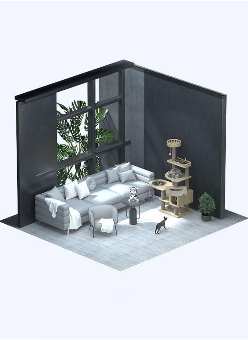 Cat Condo Tower with Sisal Scratching Post MultiLevel Cat Tree Cat Play House and Rest Place for Indoor Cats and Pets