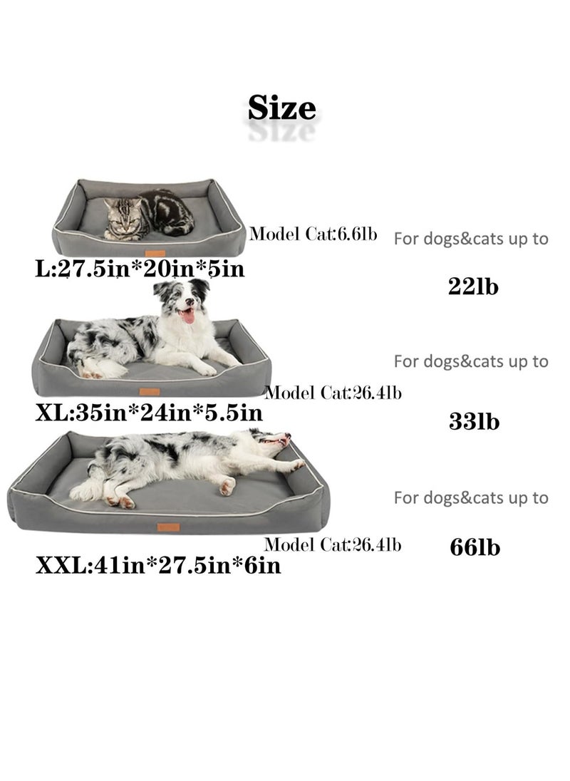 Orthopedic Dog Bed, Washable Dog Beds Large Sized Dog, 900D thickened Oxford cloth, memory foam, Anti-scratch & bite-resistant, breathable and refreshing with lining for double-sided use (Large)