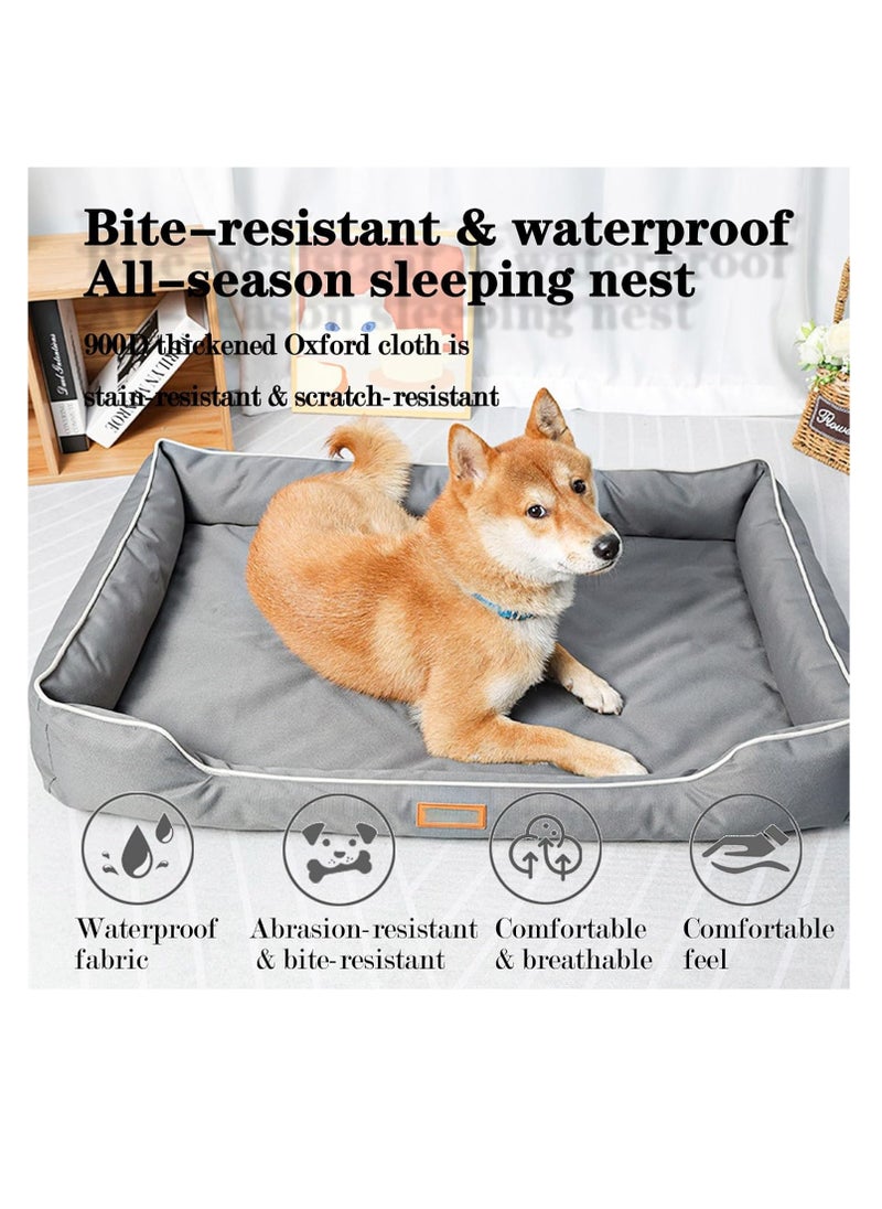 Orthopedic Dog Bed, Washable Dog Beds Large Sized Dog, 900D thickened Oxford cloth, memory foam, Anti-scratch & bite-resistant, breathable and refreshing with lining for double-sided use (Large)