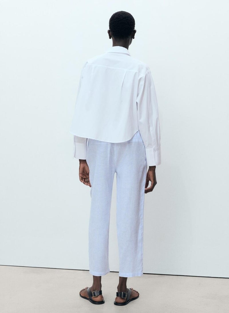 Straight Linen-Blend Trousers