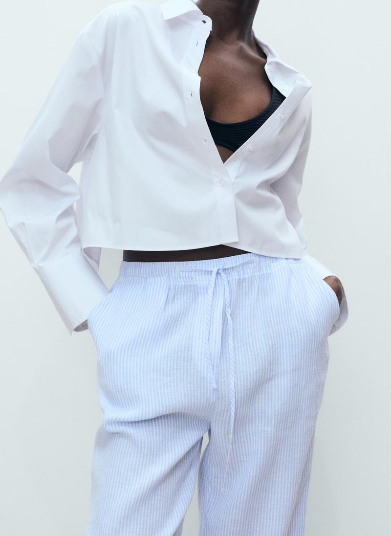 Straight Linen-Blend Trousers