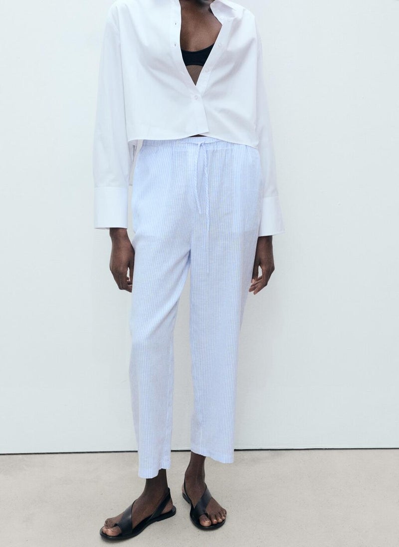Straight Linen-Blend Trousers