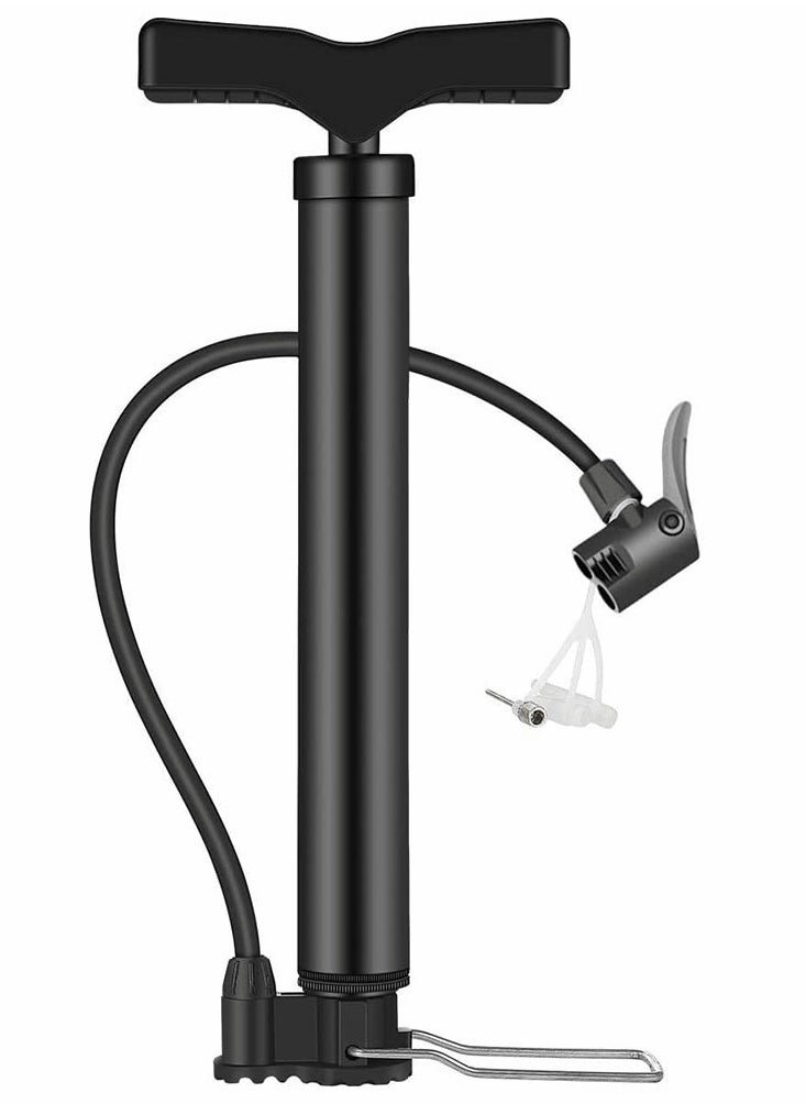 Bike Pump, 【120PSI Fast Inflate】 Portable Floor Pump Ergonomic Anti-Leak Bicycle Air Pump for Road, Mountain u0026 BMX Bike Automatically Fit for Presta Schrader with Ball Needle, Motorboat Valve