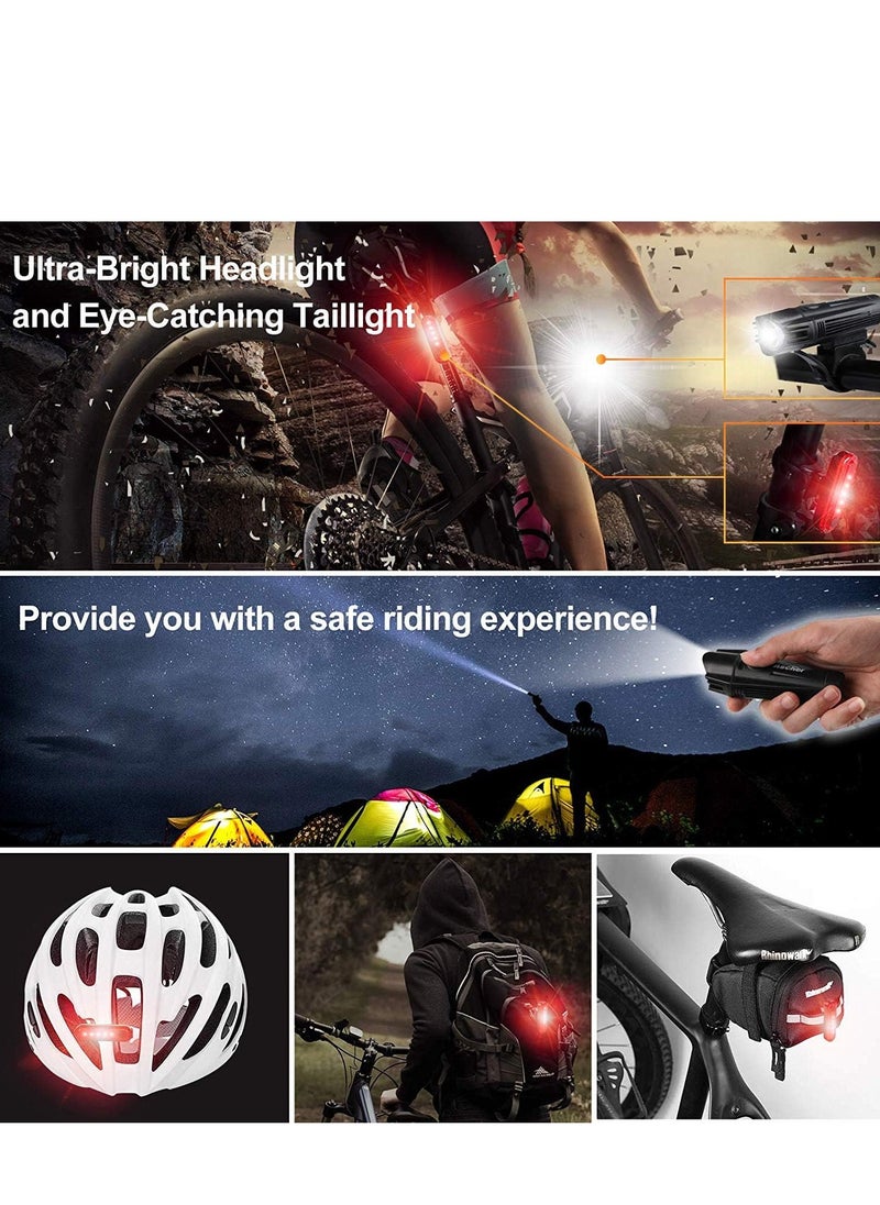 Bike Lights, Bike Reflectors Front and Back. LED Rechargeable Headlight Rear Taillight u0026 Bell Set Bicycle Accessories for Night Riding Men Women Kids. Gift for Dad, Mom, Boys, Girls
