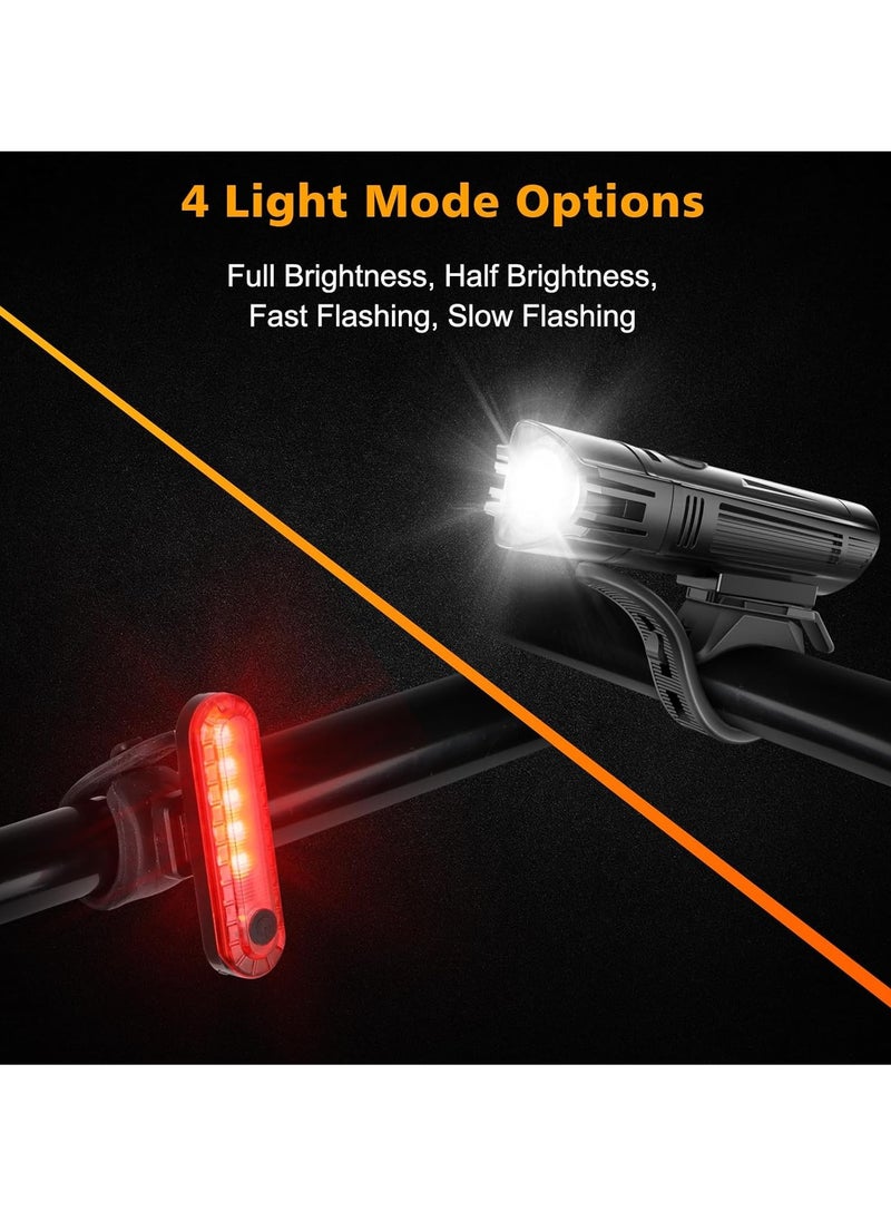 Bike Lights, Bike Reflectors Front and Back. LED Rechargeable Headlight Rear Taillight u0026 Bell Set Bicycle Accessories for Night Riding Men Women Kids. Gift for Dad, Mom, Boys, Girls