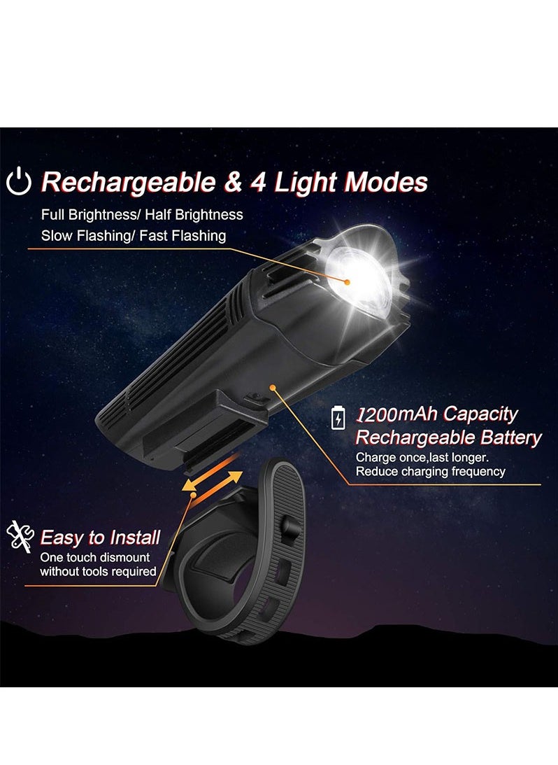 Bike Lights, Bike Reflectors Front and Back. LED Rechargeable Headlight Rear Taillight u0026 Bell Set Bicycle Accessories for Night Riding Men Women Kids. Gift for Dad, Mom, Boys, Girls