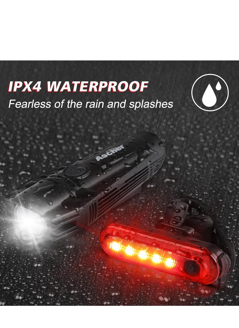 Bike Lights, Bike Reflectors Front and Back. LED Rechargeable Headlight Rear Taillight u0026 Bell Set Bicycle Accessories for Night Riding Men Women Kids. Gift for Dad, Mom, Boys, Girls