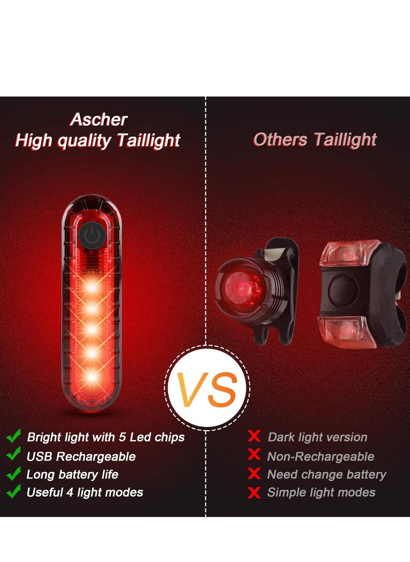 Bike Lights, Bike Reflectors Front and Back. LED Rechargeable Headlight Rear Taillight u0026 Bell Set Bicycle Accessories for Night Riding Men Women Kids. Gift for Dad, Mom, Boys, Girls