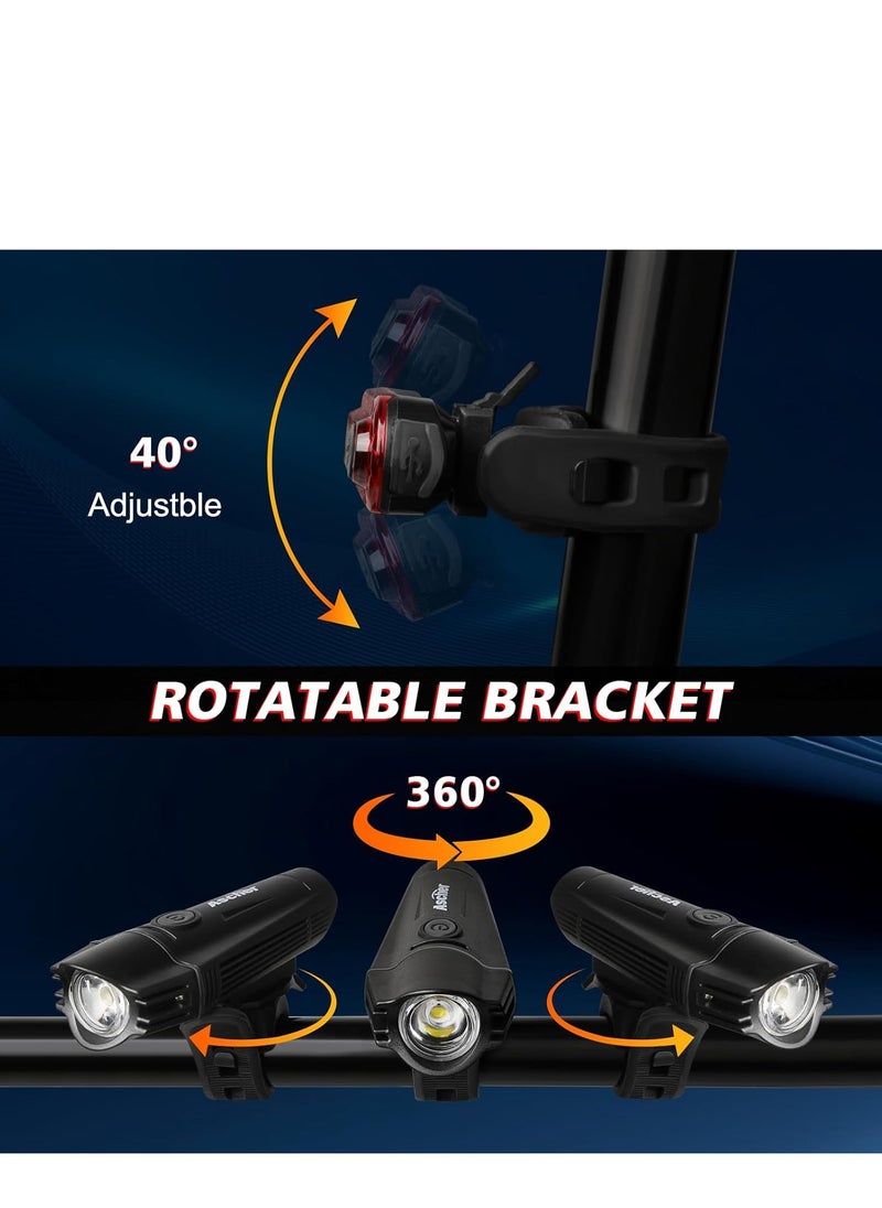 Bike Lights, Bike Reflectors Front and Back. LED Rechargeable Headlight Rear Taillight u0026 Bell Set Bicycle Accessories for Night Riding Men Women Kids. Gift for Dad, Mom, Boys, Girls