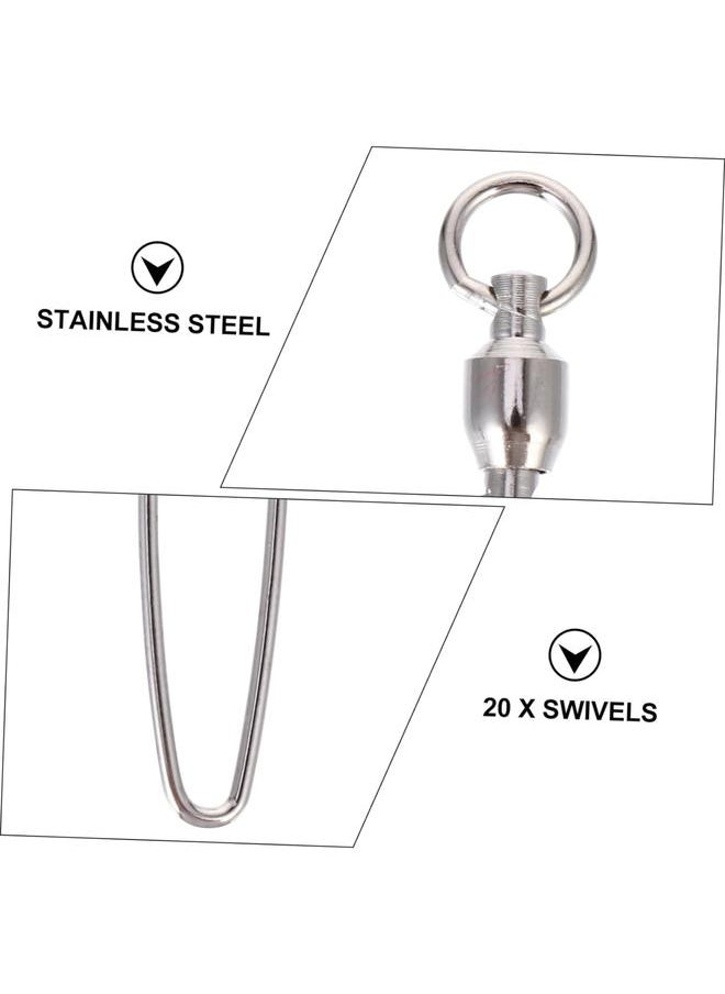 20 Pcs Pin Swivel Saltwater Fishing Swivel Fishing Tackle Swivels Fishing Fishing Snap Clips Resistance Swivel Bearing to Rotate Stainless Steel