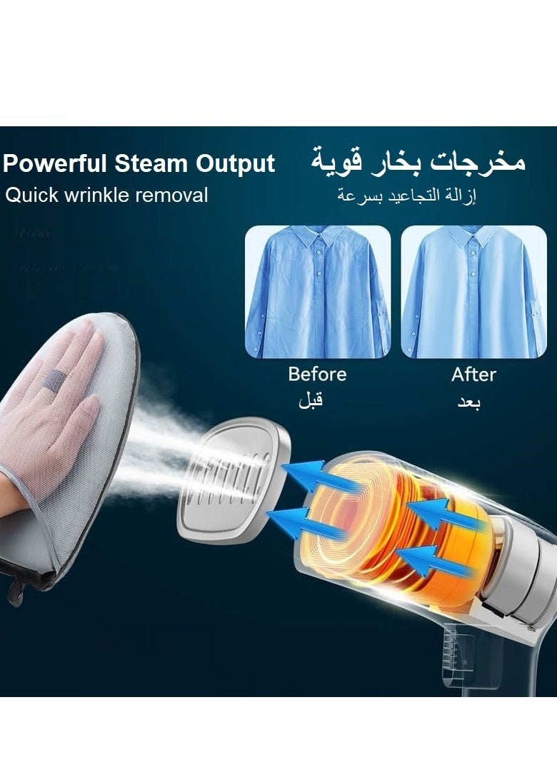 Steamer for Clothes, Steam Iron Clothes for Home, Travel, Compact And Portable Handheld Garment Steamer, 1500W Clothing Steamer, Fabric Wrinkle Remover With Large Capacity Water Tank - Steam Iron (Light Black)