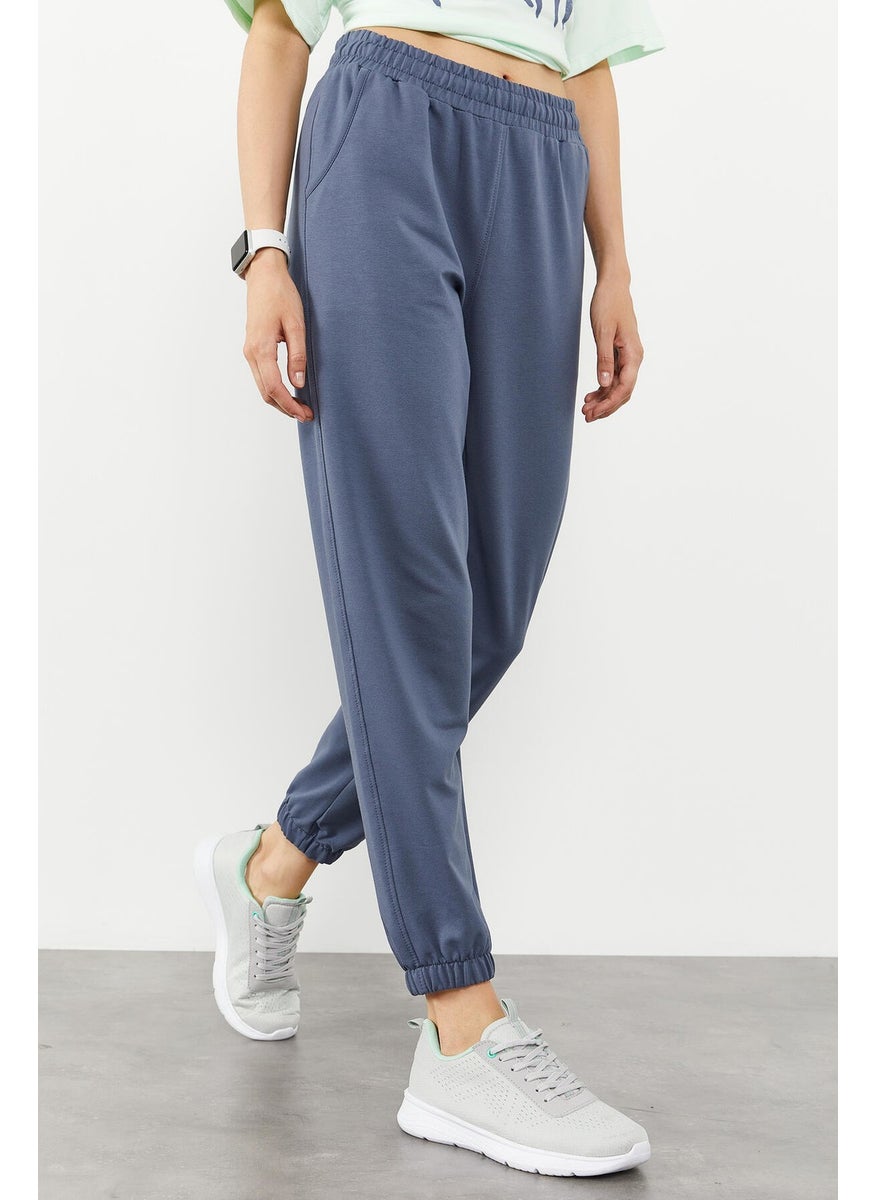 Petrol Pocket High Waist Comfortable Form Elastic Leg Women's Tracksuit Bottom - 94583
