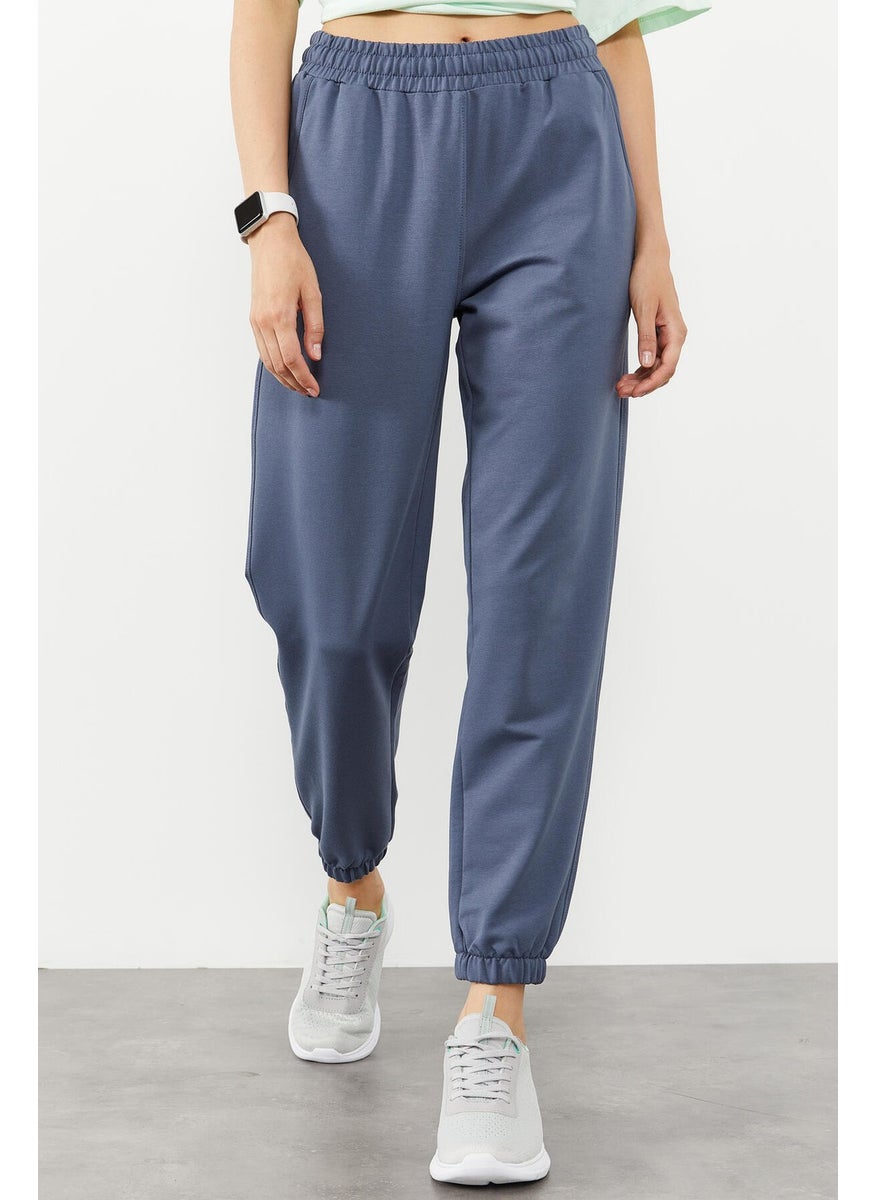 Petrol Pocket High Waist Comfortable Form Elastic Leg Women's Tracksuit Bottom - 94583