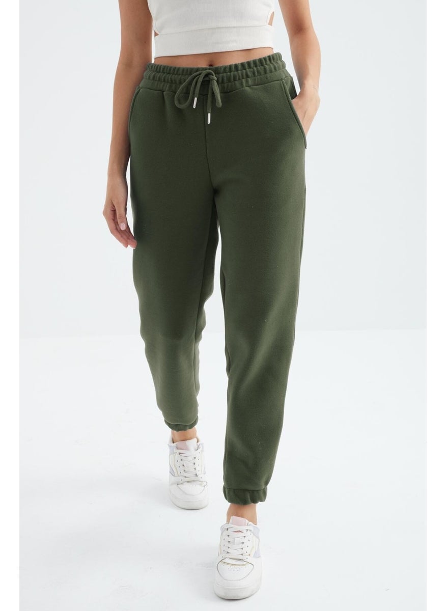 Çağla High Waist Basic Laced Jogger Fleece Women's Tracksuit Bottom - 94622