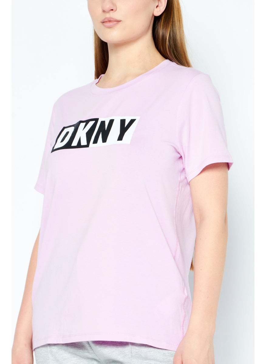 Women Sportswear Fit Short Sleeve Brand Logo Training T-Shirts, Purple