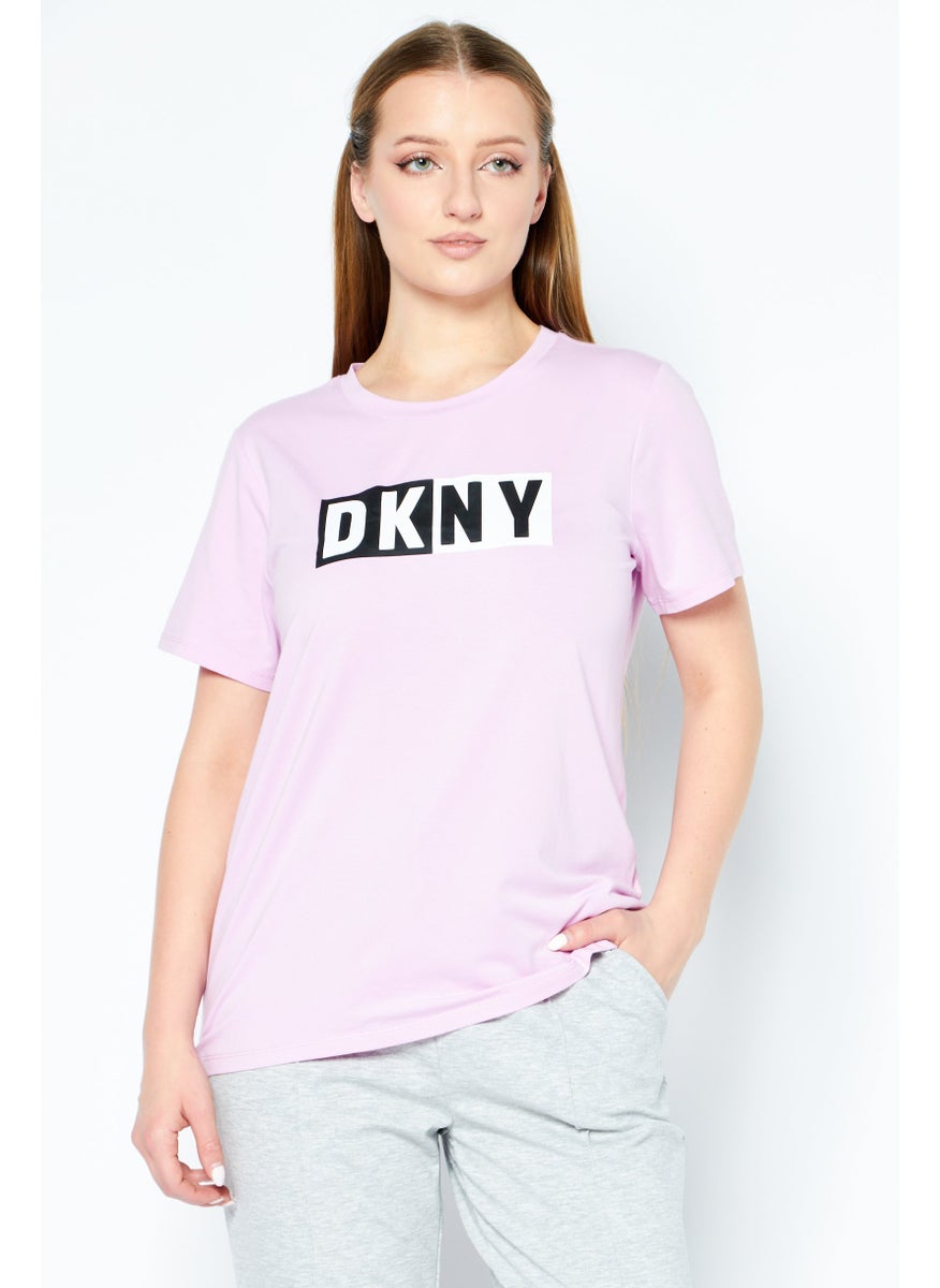 Women Sportswear Fit Short Sleeve Brand Logo Training T-Shirts, Purple