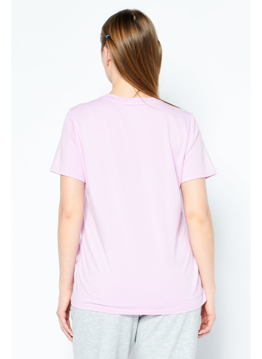 Women Sportswear Fit Short Sleeve Brand Logo Training T-Shirts, Purple