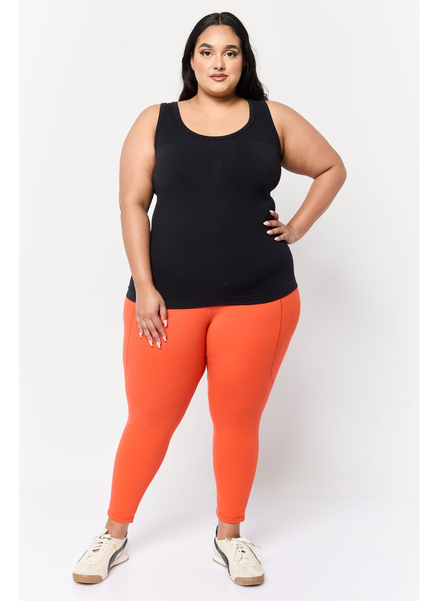 Women Plus Size Sleeveless Training Top, Black