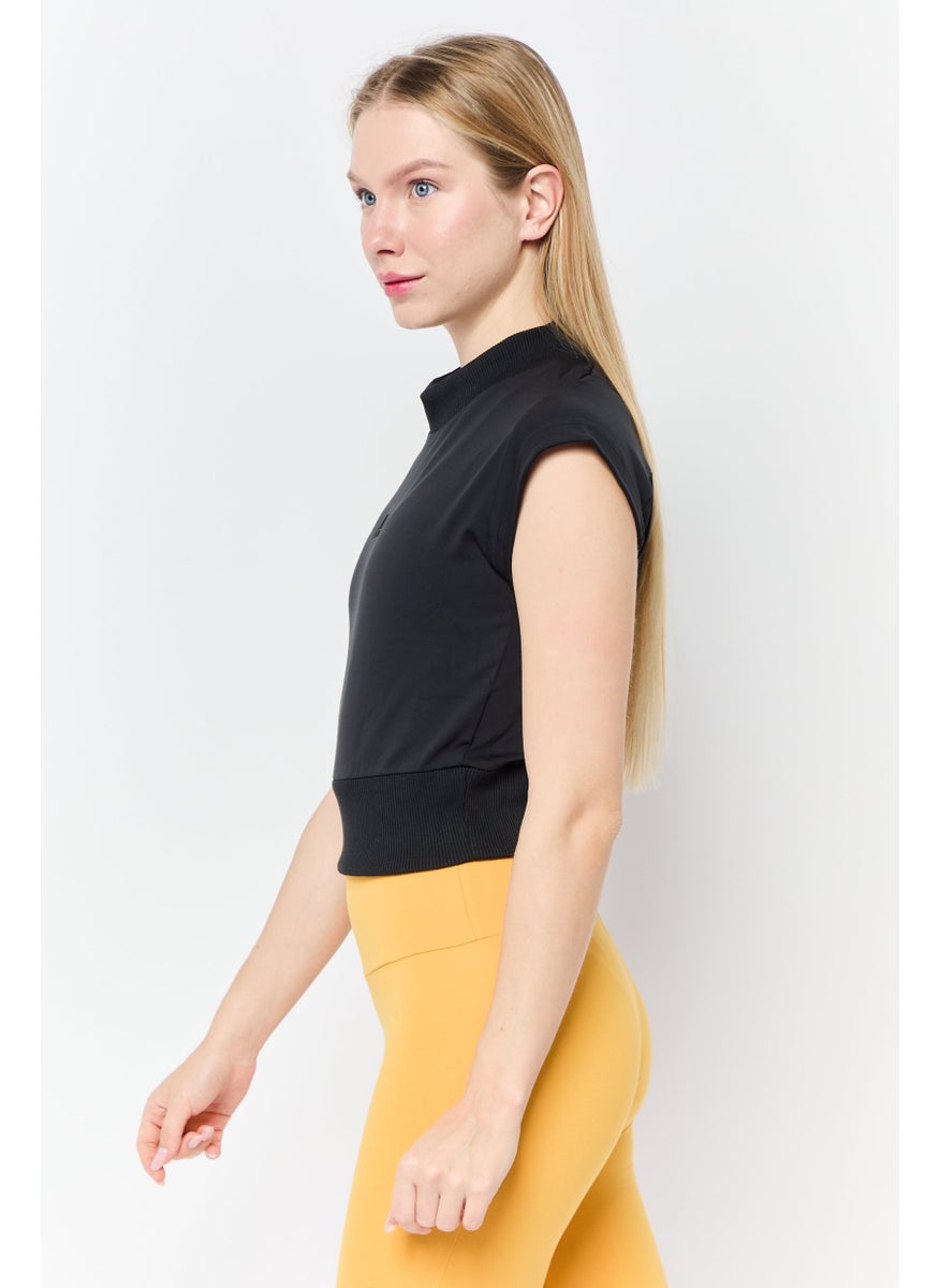 Women Sportswear Fit Short Sleeves Training T-Shirt, Black