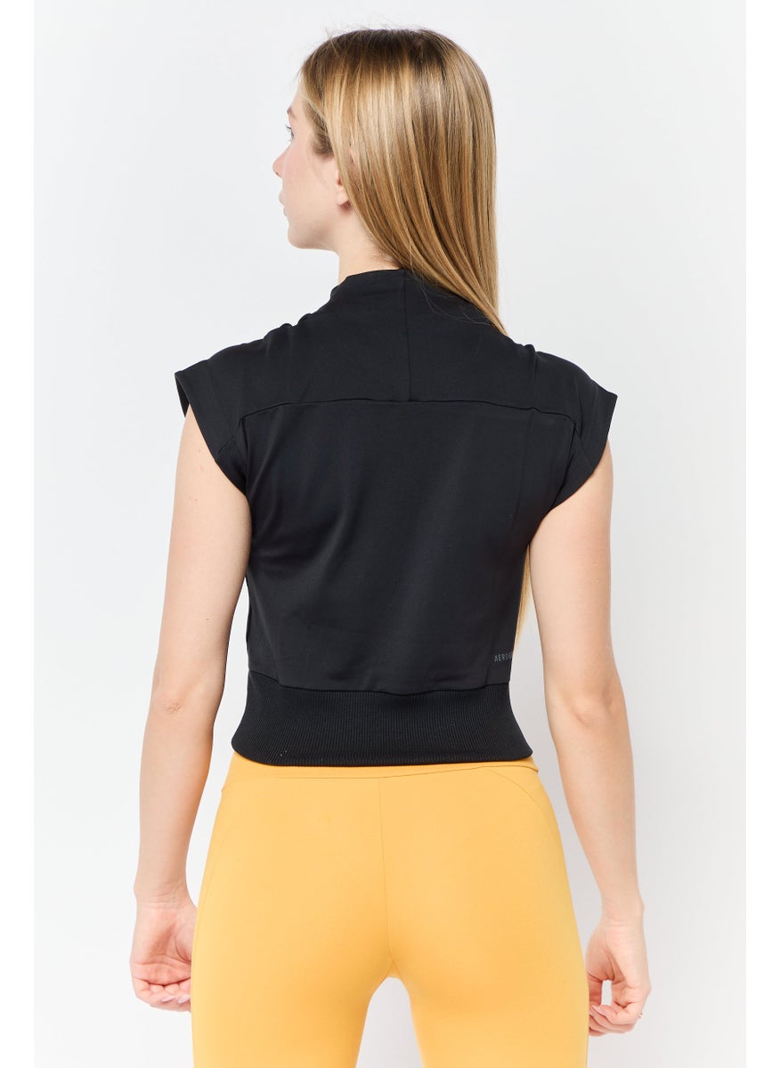 Women Sportswear Fit Short Sleeves Training T-Shirt, Black