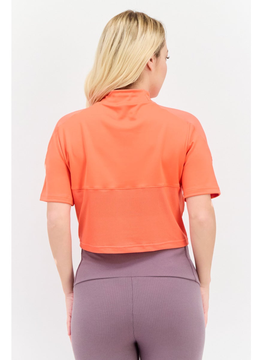 Women Sportswear Fit Short Sleeve Outdoor Top, Orange