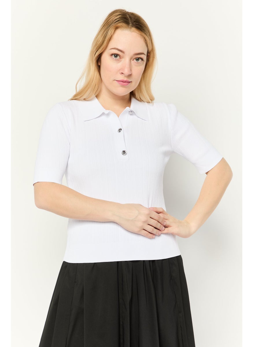 Women Regular Fit  Rip Nyd Polo T-Shirt, White