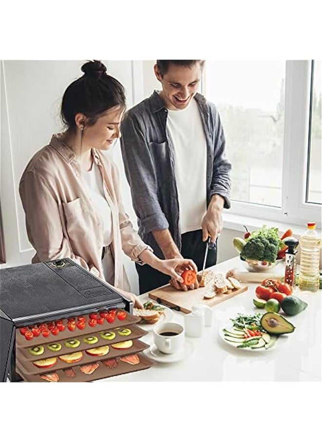 6 Pcs Silicone Sheets With Edge for 14 x 14 Trays, Non-stick Tray Liner for Excalibur Dehydrator, Reusable Mats Square Dryer for Jerky, Fruit, Meat, Herbs, Crackers