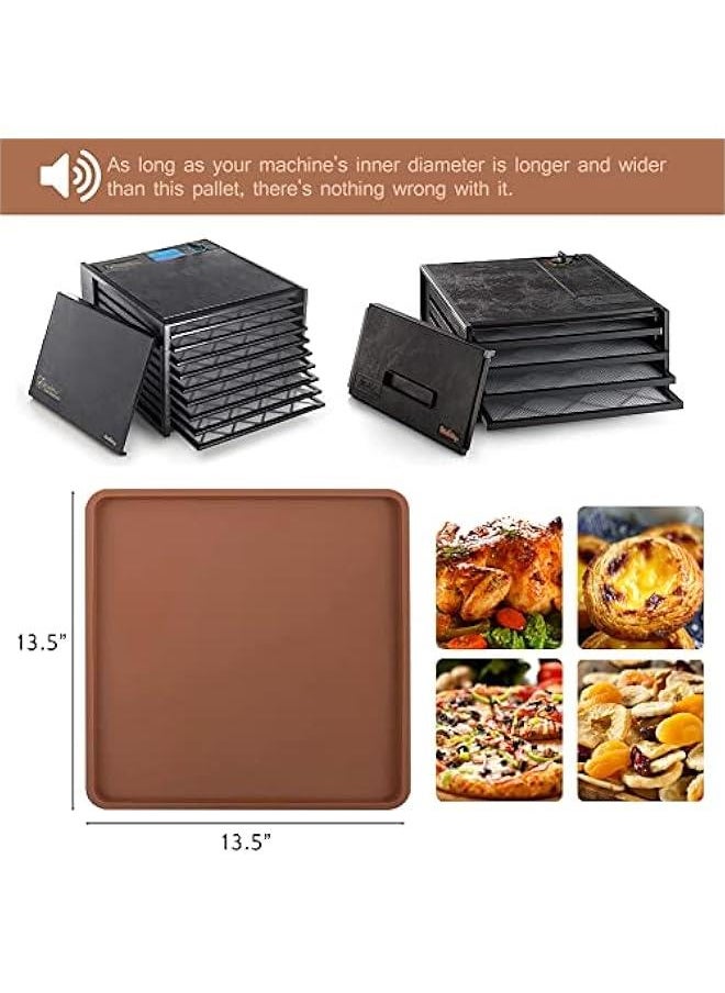 6 Pcs Silicone Sheets With Edge for 14 x 14 Trays, Non-stick Tray Liner for Excalibur Dehydrator, Reusable Mats Square Dryer for Jerky, Fruit, Meat, Herbs, Crackers