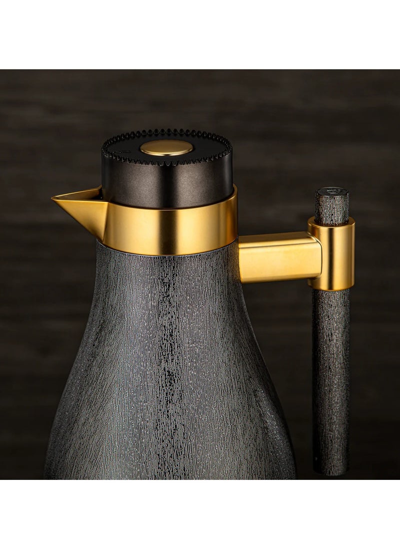Vacuum Flask Set ABS Push Button 1L + 1L Matt Gun Black & Matt Gold