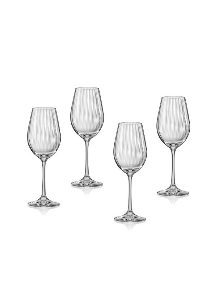 Crystalex White Wine Glass Waterfall 350ml, Crystalline (Pack of 4)
