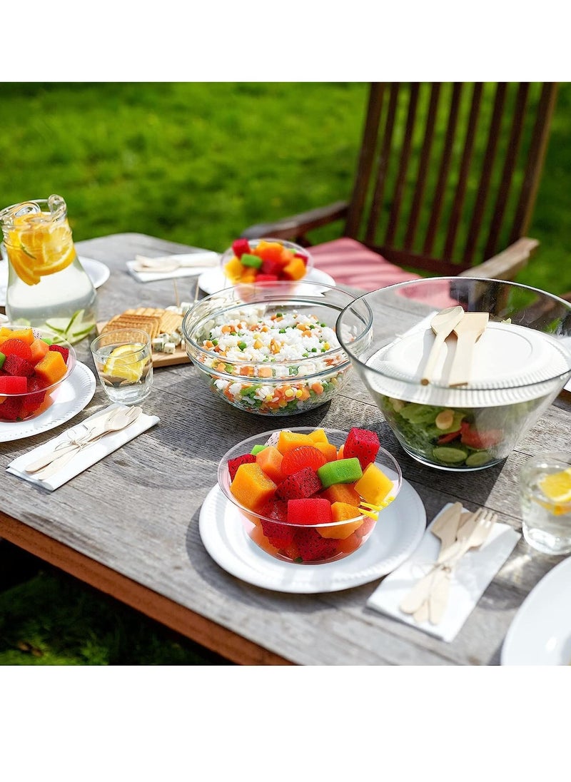 Clear Premium Plastic Bowls, Hard Plastic Bowls, Clear Salad Bowl Disposable Soup Ice Cream Candy Serving for Wedding Birthday Dessert Party Bowls For Catering, Parties, Buffets, Events 50 Pack