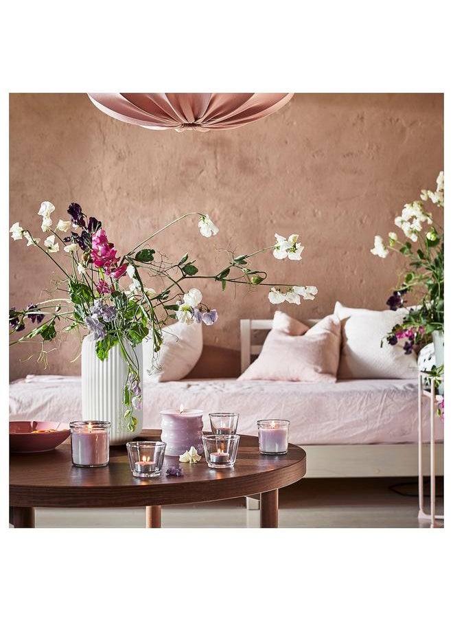 Scented candle in glass, Sweet pea/purple, 20 hr