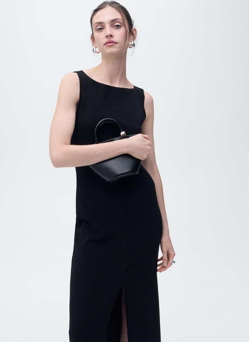Boat-Neck Knitted Dress