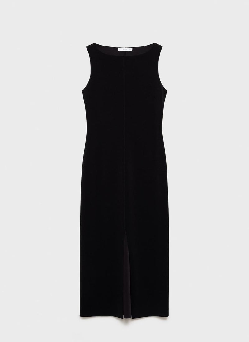 Boat-Neck Knitted Dress